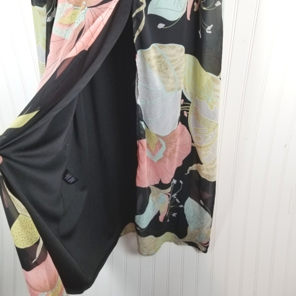 Lulus Womens Wondrous Water Lilies Maxi Dress Size Large Long Sheer Sleeves Slit - Picture 9 of 10